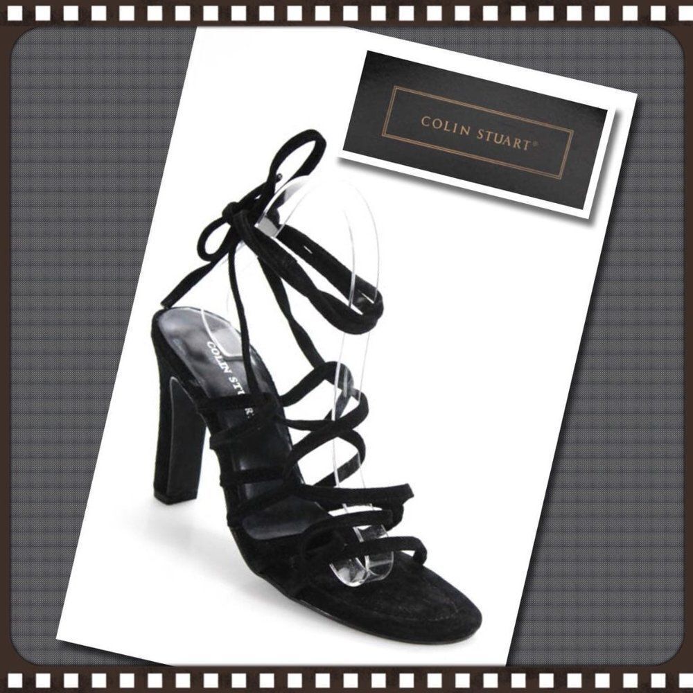 Colin Stuart Black Suede Strap Heels 8.5
